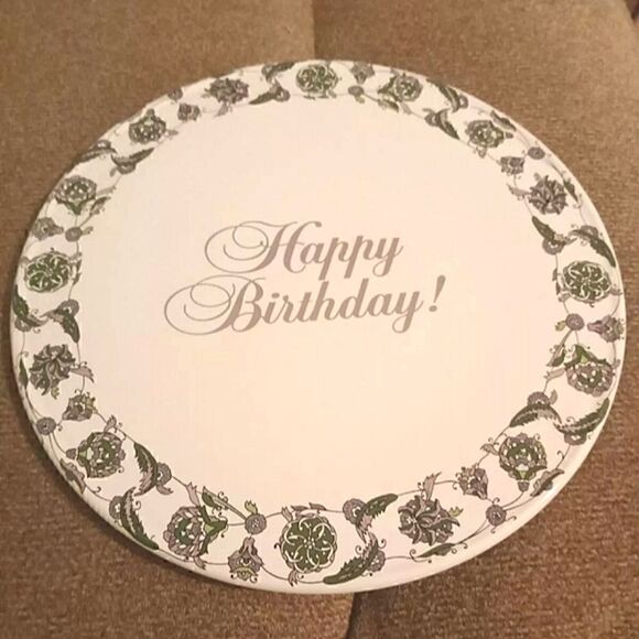 Vintage HAPPY BIRTHDAY Cake serving plate 10.25" President club plate..Avon NWT - Picture 1 of 3